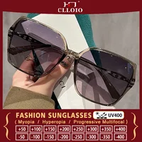 CLLOIO, gafas de sol poligonales de moda con prescripción grande para lectura, gafas de sol para conducir para miopía en la playa, gafas multifocales UV400 para mujer