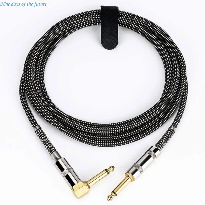 6.35mm Guitar Cord Flexible Nylon Sleeve Straight/Bend Connectors Cable E65A