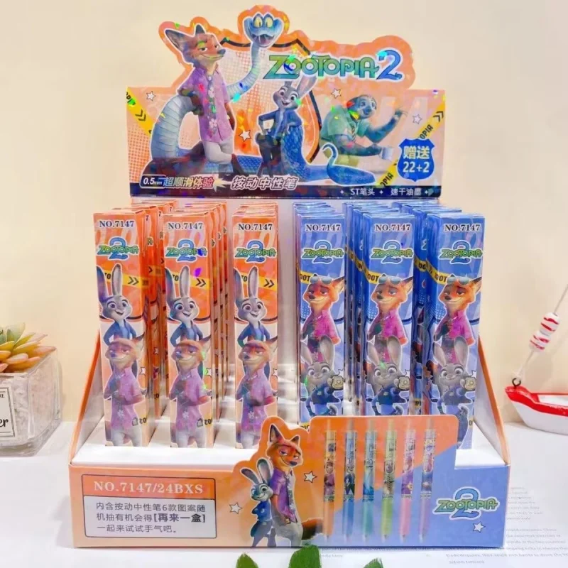 

24pcs/lot Kawaii Zootopia Press Gel Pen Cute 0.5mm Black Ink Signature Pens Promotional Gift Office School Supplies