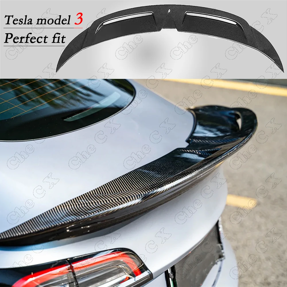 

Suitable For Tesla Model 3 2017-2022 Fiberglass Material Rear Luggage Compartment Lid Spoiler Carbon Fiber Appearance Spoiler