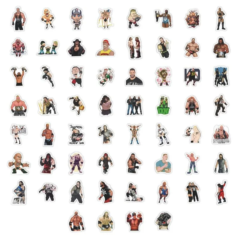 60pcs WWE Wrestling Cartoon Stickers Suitcase Water Cup Stationery Mobile Phone Scooter Laptop Refrigerator Decoration Stickers