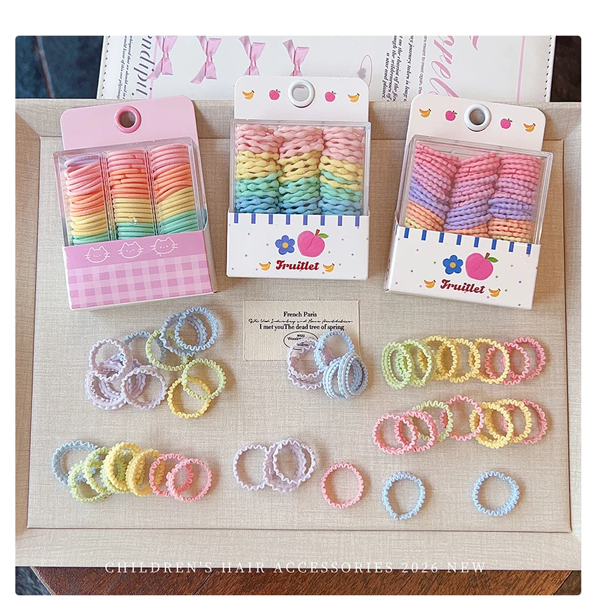 2026 Modische Kinder Mini-Haargummis im Set, Weiche Nylon-Stoff-Haarbänder in Bonbonfarben, Hochelastische Haargummis für Mädchen und Kleinkinder – Detail 5