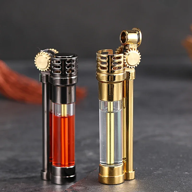 ZORRO Retro Gasoline Flint Wheel Igniter Old-fashioned Transparent Fuel Tank Kerosene Lighters Portable Cigarette Smoking Gifts