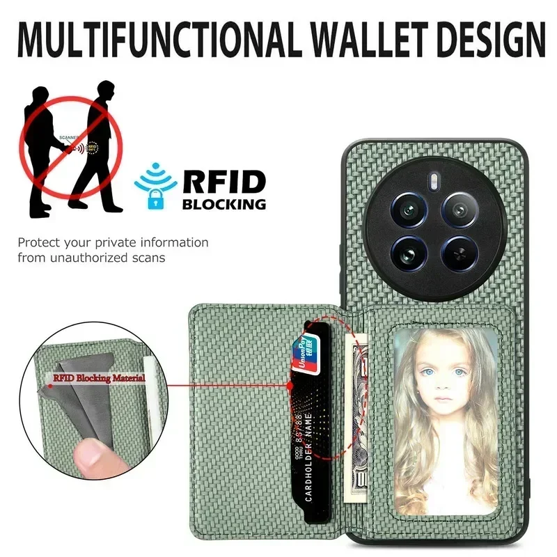 Case for Realme 13 Pro Plus Wallet Card Holder Leather Phone Cover for Realme 13 Plus 12 11 10 Pro Plus 12X Magnetic Stand Bag