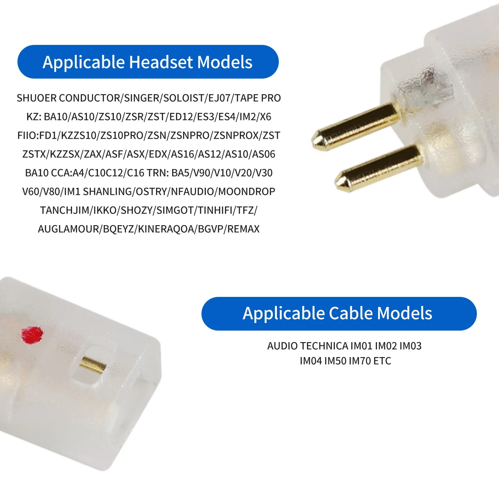 OKCSC 0.78 مللي متر 2 دبوس ذكر إلى IM أنثى سماعات محول ل SHUOER موصل/المغني/SOLOIST/EJ07/TAPE PRO سماعات موصل