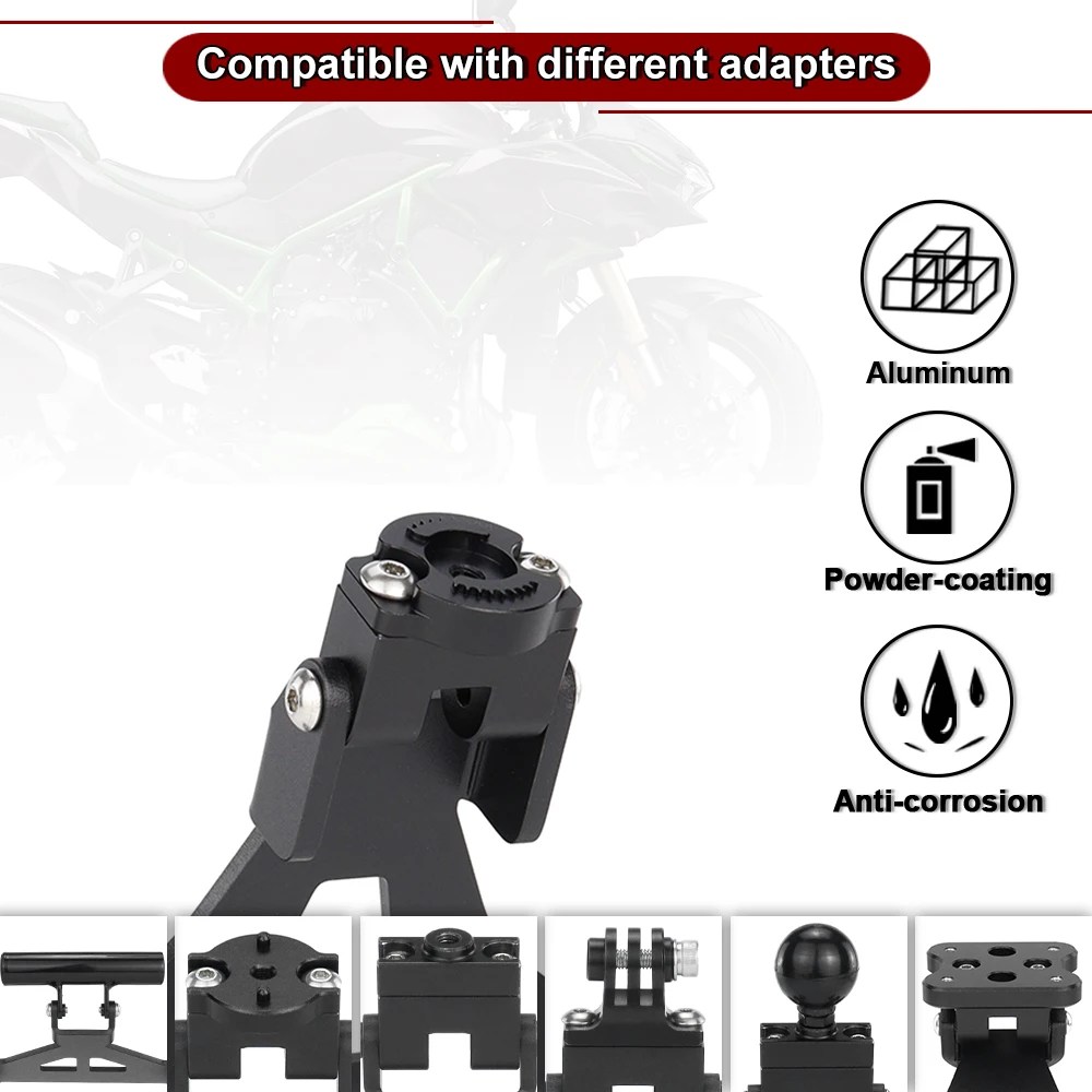 Motorcycle Aluminum GPS Navigation Bracket Phone Adapter Holder Support Mount 2020 2021 2022 2023 2024 2025 For Kawasaki ZH2