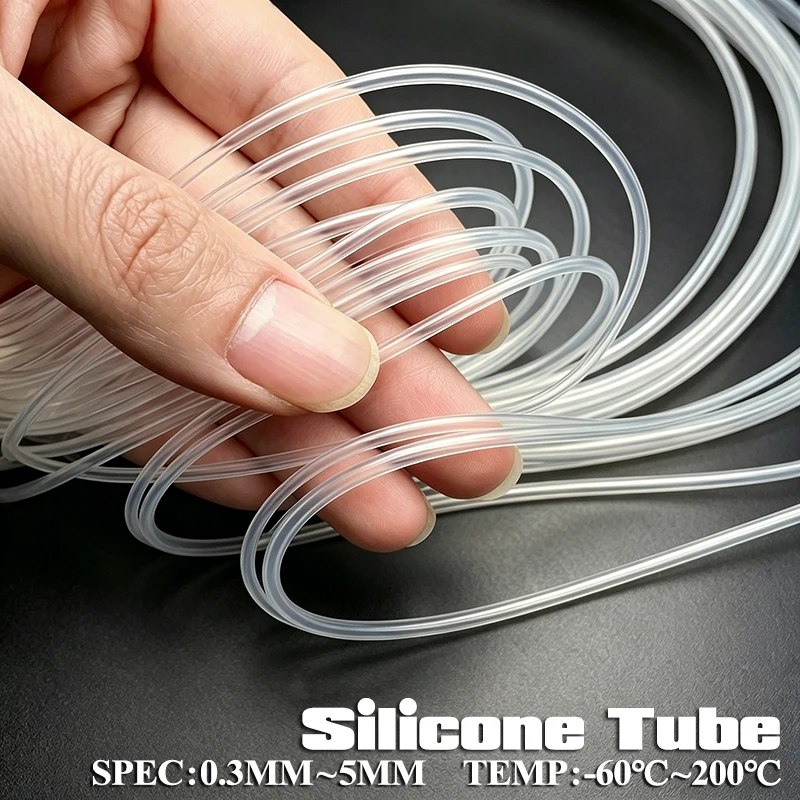

20-50Meter Food Grade Clear Silicone Tube Nontoxic Flexible High Temp Capillary Hose ID 0.5-4mm Lab Beverage Transfer Pipe