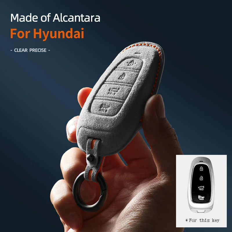 

Alcantara For Hyundai Kona Accent Santa Fe Solaris Azera Elantra Grandeur IG Suede Car Key Case Keychain Cover Accessories