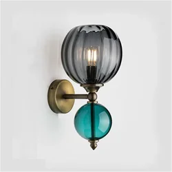 Danis wall lamp Patchwork Color glass ball lamp Luxury Fashion Hotel Living Room Corridor Stairs Sconces Loft Decor E27 bedroom