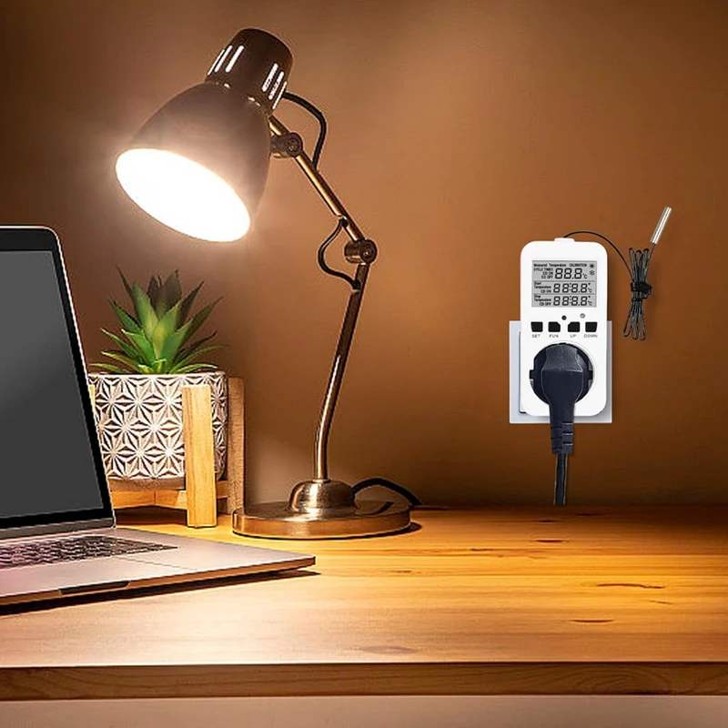 Digital Temperature Controller Sockets,16A Heating Cooling Thermostat Socket With Sensor For Greenhouse EU Plug