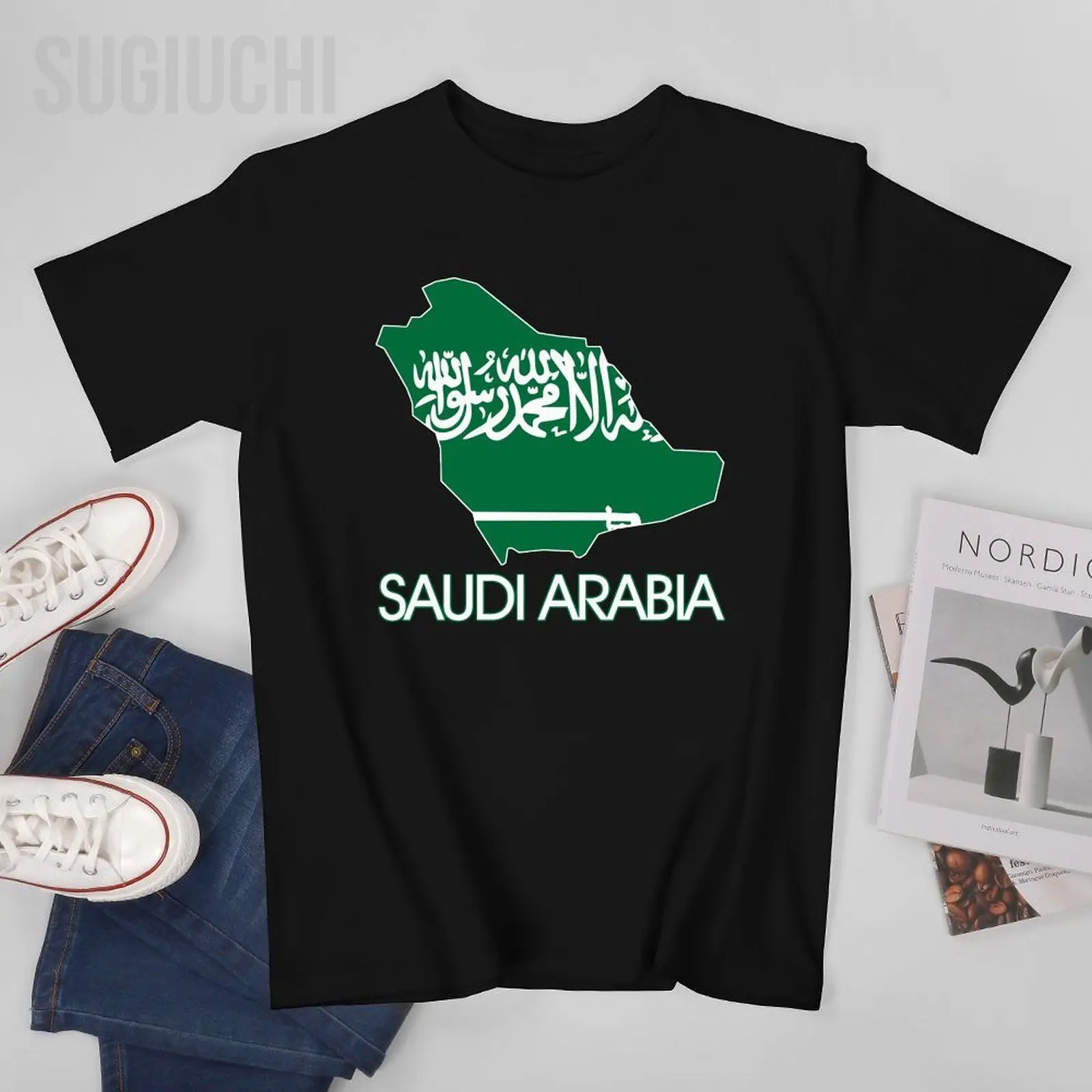 Men Short T-Shirt Saudi Arabia Flag Map Patriotic Tshirt Tees O-neck T Shirts Women Boys 100% Cotton Unisex Nation All Seasons