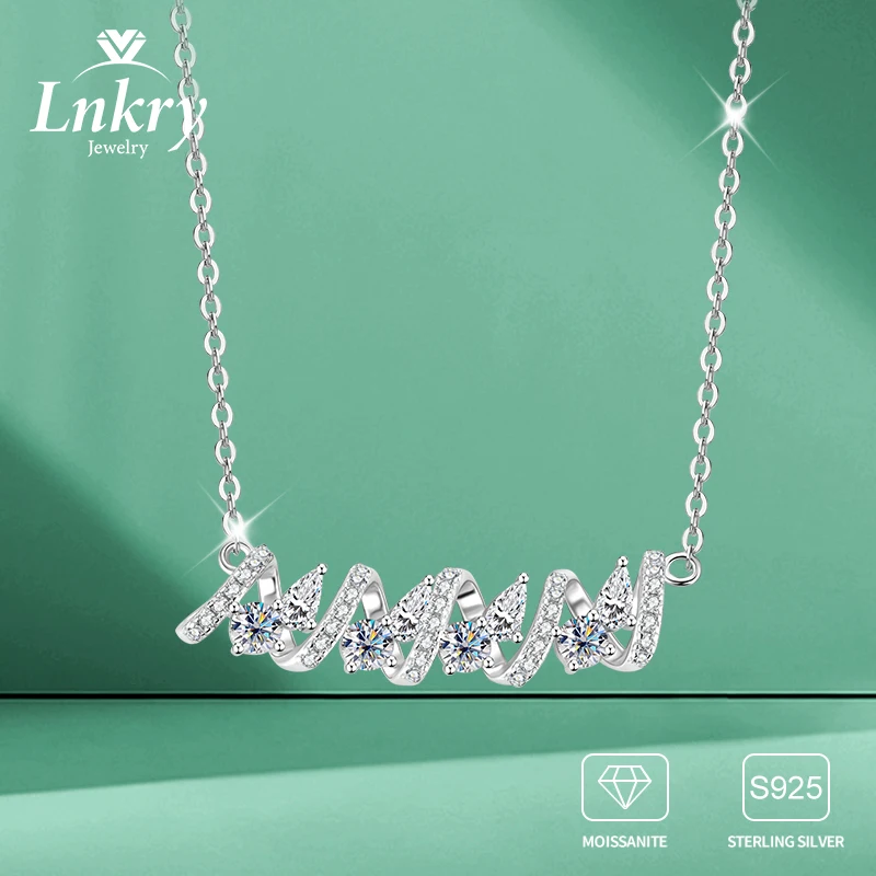 

Lnkry круглое ожерелье из муассанита грушевидной огранки для женщин, Bijoux Argent, стерлинговое серебро 925, волнистая форма, кулон, ожерелья, ювелирные изделия, подарок