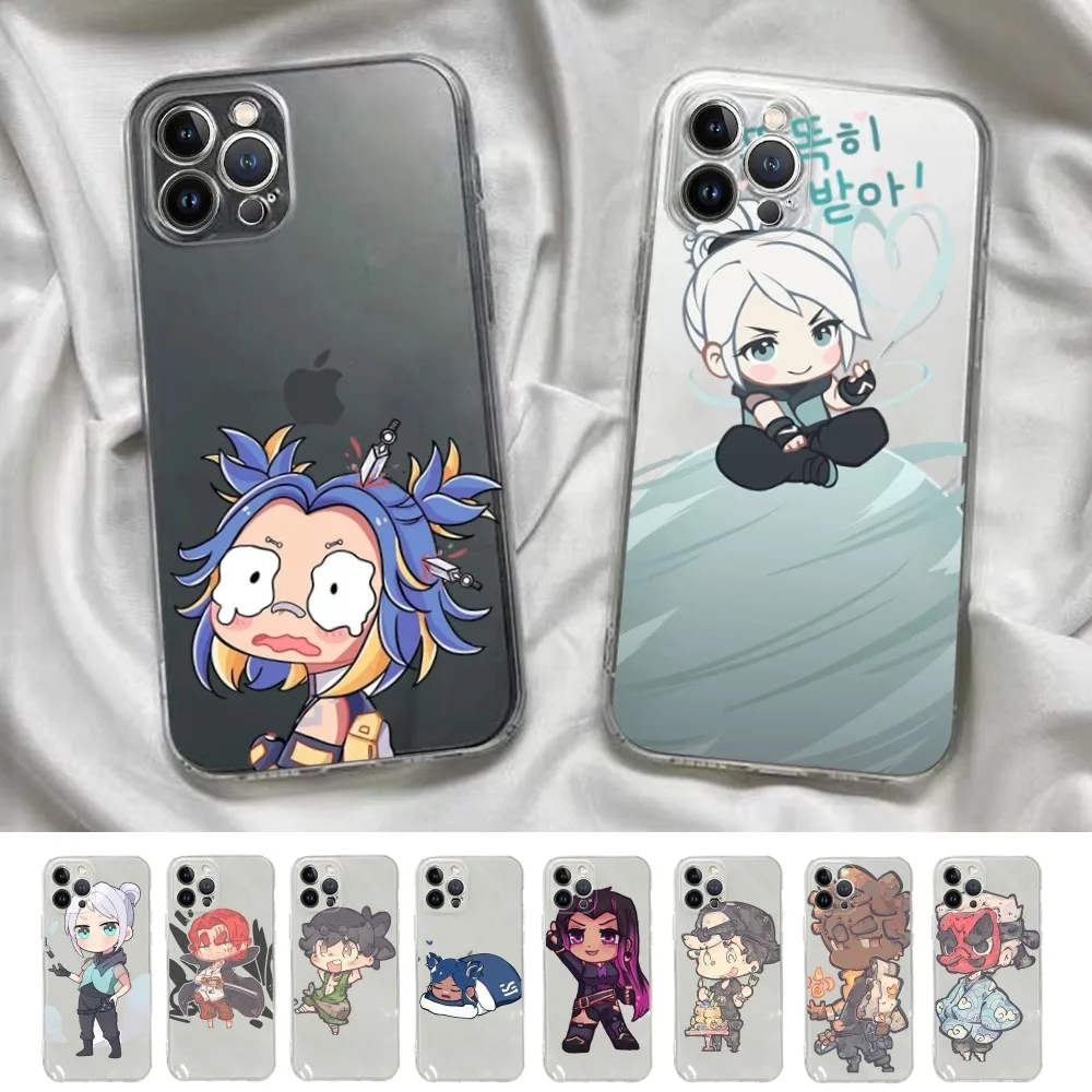 Valorant Game Character Art Phone Case For iPhone 11 12 13 14 Mini Pro Max XR X XS TPU Clear Case For 8 7 6 Plus SE 2020