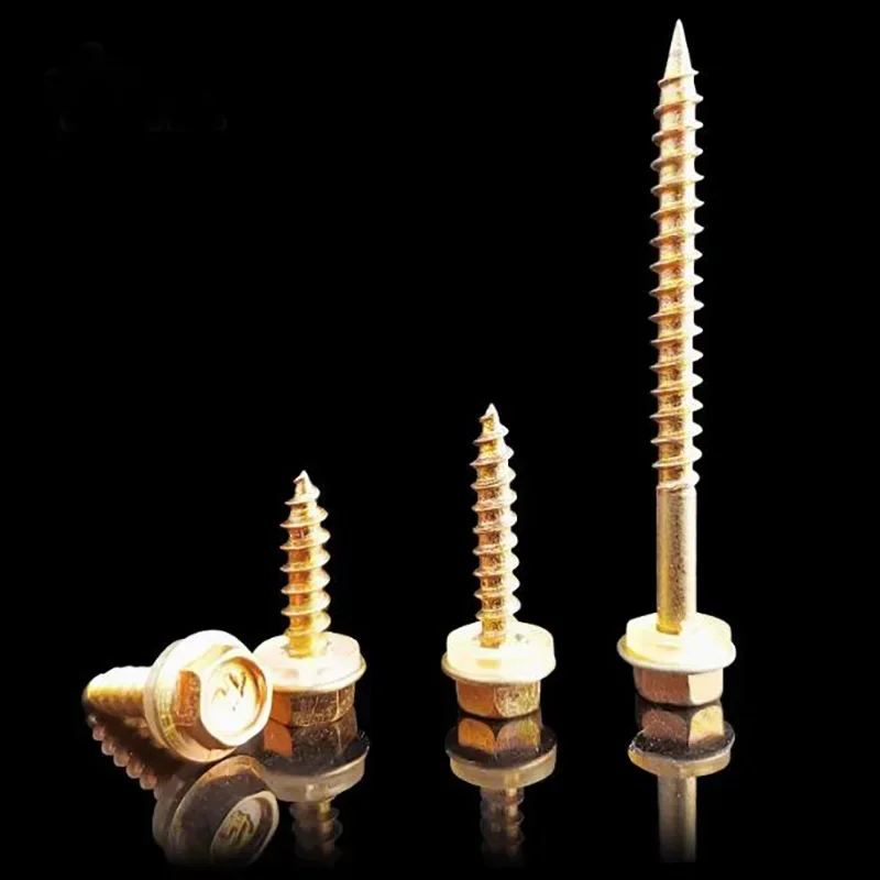 Tornillo autorroscante de cabeza de brida hexagonal externa de acero galvanizado con junta de arandela de PVC M5 M6