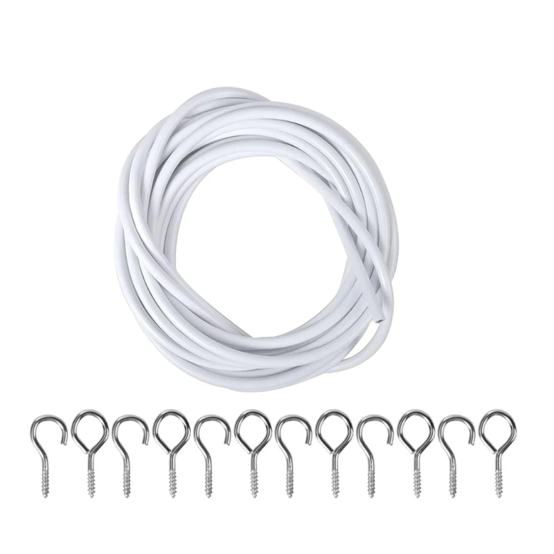 

Curtain Hanging Kits with 5Meter Stretch Cord Metal Eyelets Hook for Adjustability Drop shipping