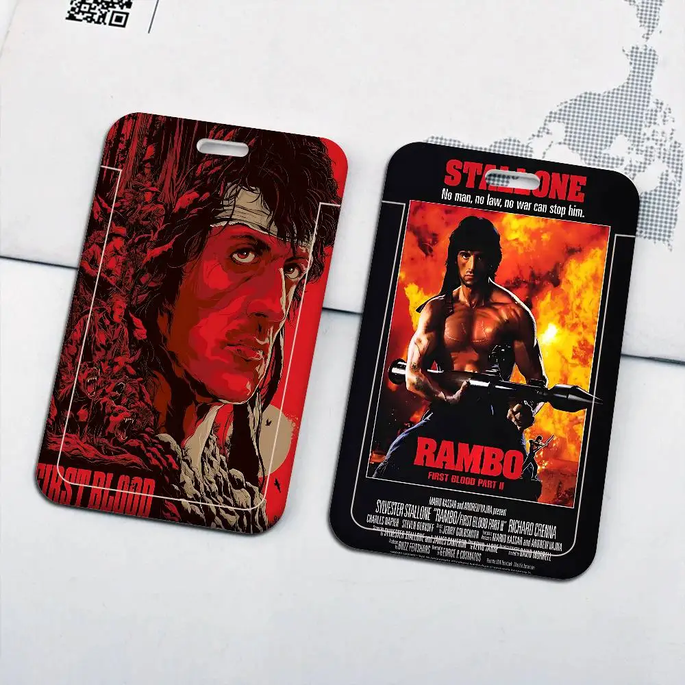 Rambo First Blood 1Set Working Permit Case Exhibition ID Card Sleeve Holder With Lanyard Work Card Cover Neck Strap