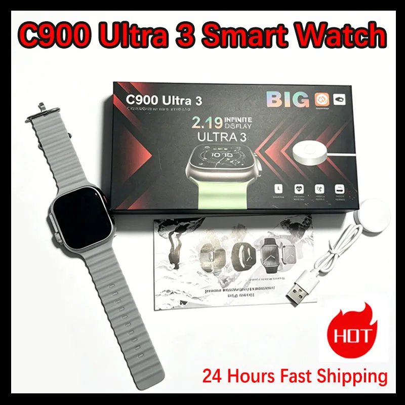 

C900 Ultra3 Smart Watch Men 2.09 Inch NFC Bluetooth Call Heart Rate Sleep Monitor Multi Sport Fitness Smartwatch For Android IOS