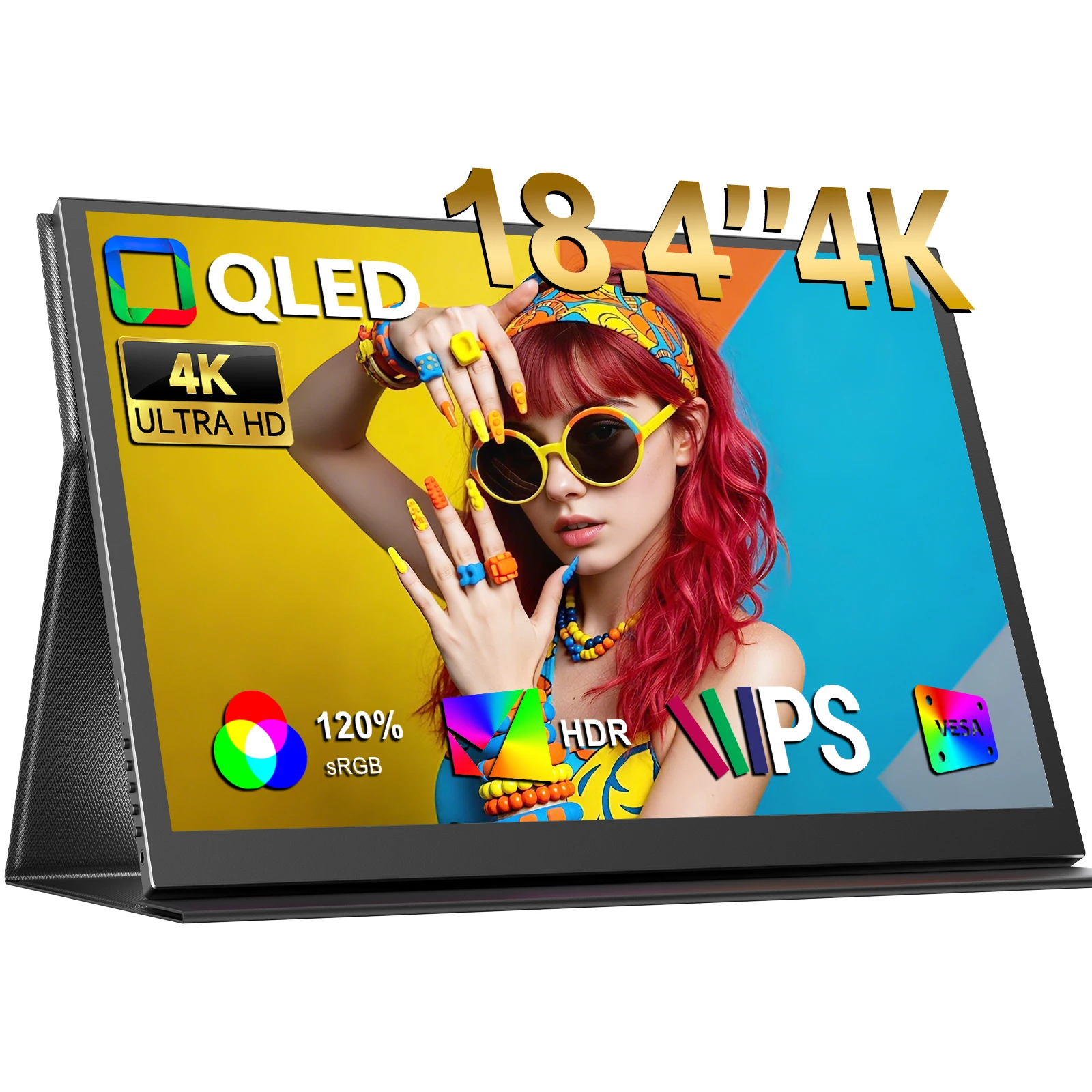 

Портативный игровой монитор UPERFECT 18,4 дюйма, 4K QLED, 120% sRGB, 300 нит, второй экран, USB-C, HDMI, дорожный дисплей для ноутбуков, ПК, планшетов