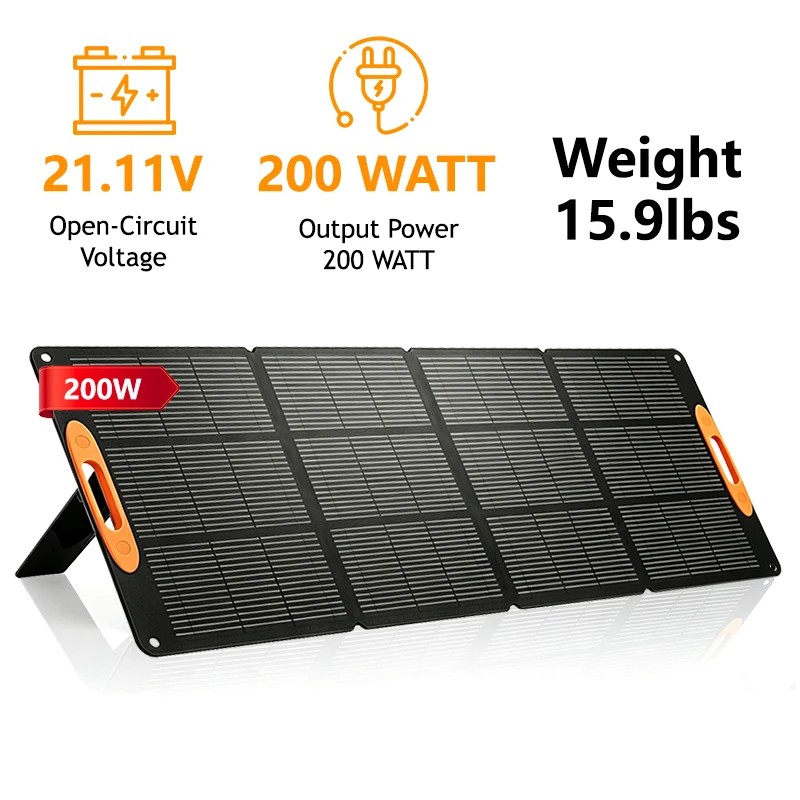 Panneau solaire pliable 200W 420W monocristallin à haute efficacité, kit de chargeur solaire portable et étanche, panneau solaire pliable multi-sorties pour camping en plein air, camping-car, van, station d'alimentation portable hors réseau.