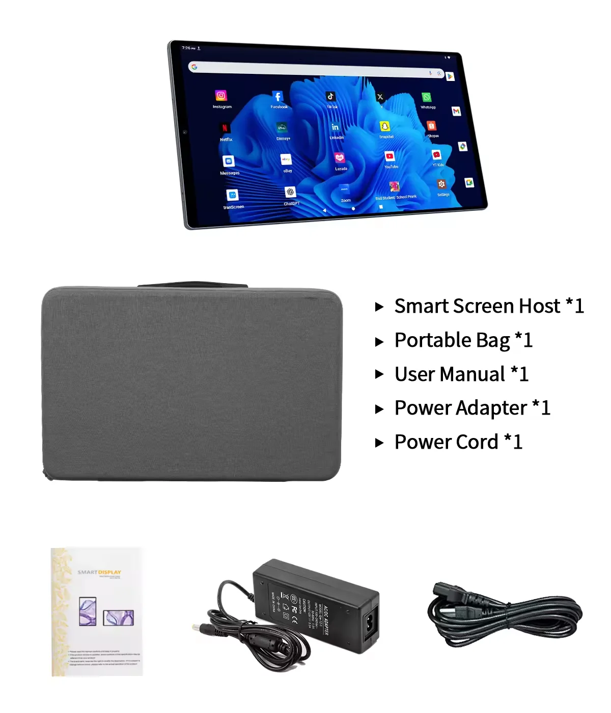 Nieuwe 21,5 inch Android 15 tablet met opvouwbare standaard & draagtas, FHD 1080P scherm, grote 3D-speaker, 100WH batterij, 8-12 uur speeltijd