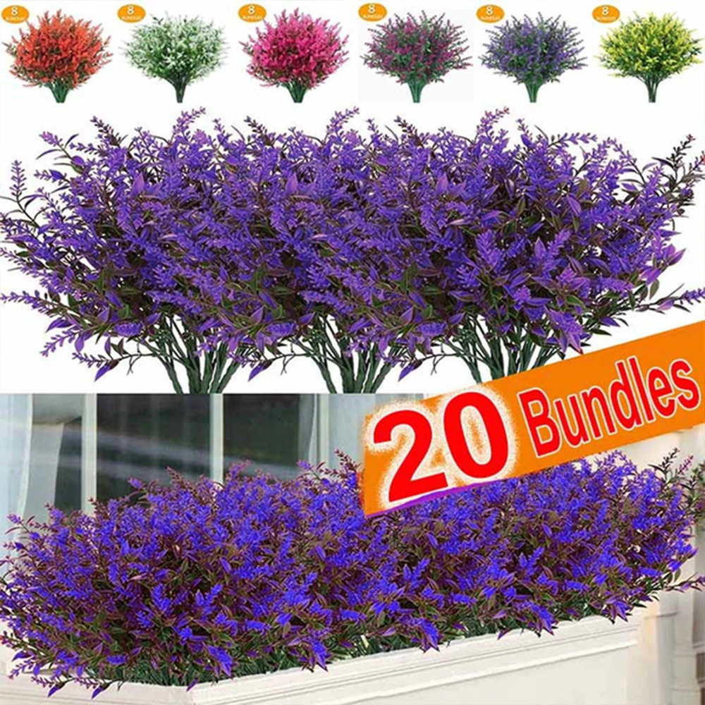 1 pcs Faux UV Resistant Fake Flowers Artificial Plants Plastic Decor Outdoor