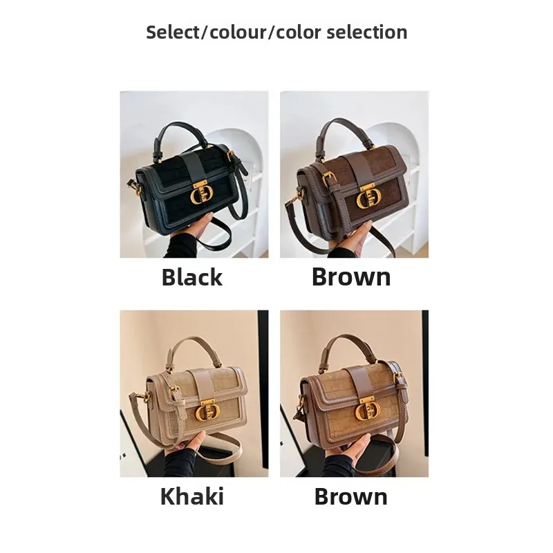 حقيبة يد نسائية كلاسيكية حقيبة كتف مربعة صغيرة حقيبة كروس تصميم عالي الجودة حقيبة عصرية بطانة من النايلون مادة البولي يوريثان