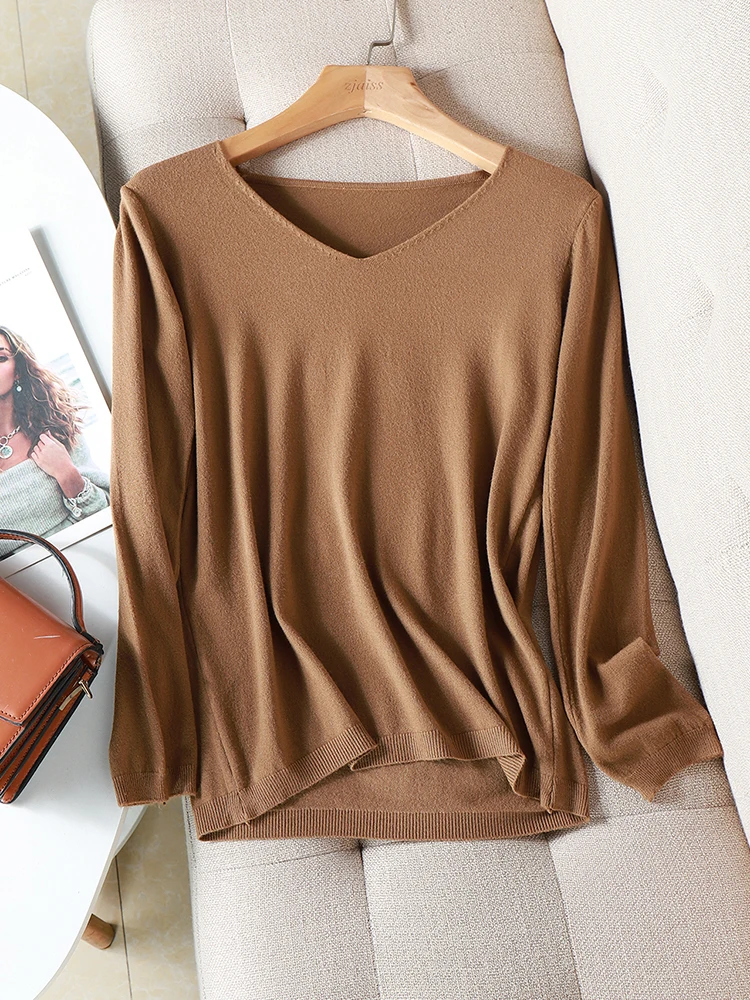 

AOSSVIAO 2024 autumn winter Sweater Knitted Pullover women v-neck oversize sweater female loose long sleeve sweater top Jumper