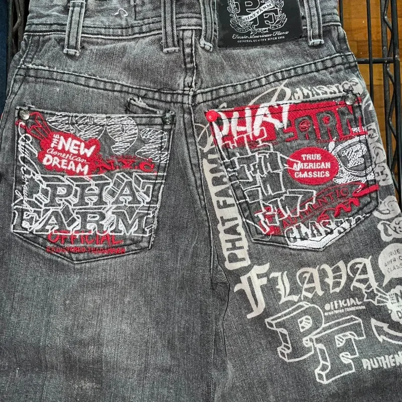 

Уличная одежда, новые модные мешковатые джинсы большого размера с принтом, женские Y2K Harajuku, винтажные готические широкие брюки с высокой талией в стиле хип-хоп, брюки