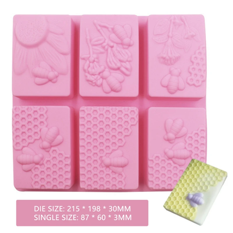 Stampo In Silicone 3D Per Sapone E Cioccolato - Quadrato Con Motivi Ape, Farfalla E Fiore, Resistente Al Calore, Riutilizzabile, Alimentare