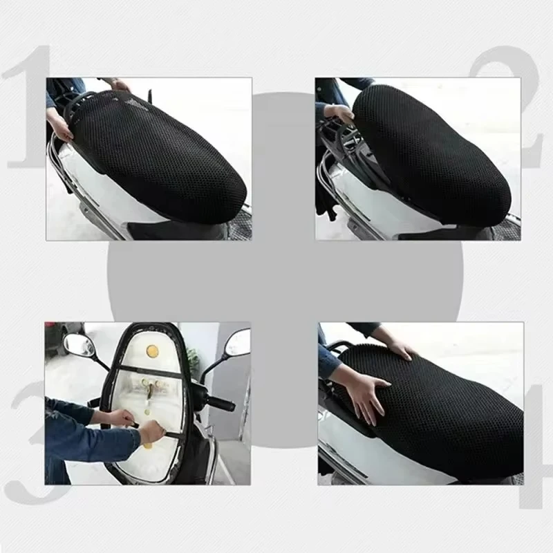 1pc Breathable Summer Cool 3D Mesh Motorcycle Moped Motorbike Scooter Seat Covers Cushion Anti-Slip Cover Grid Protection Pad