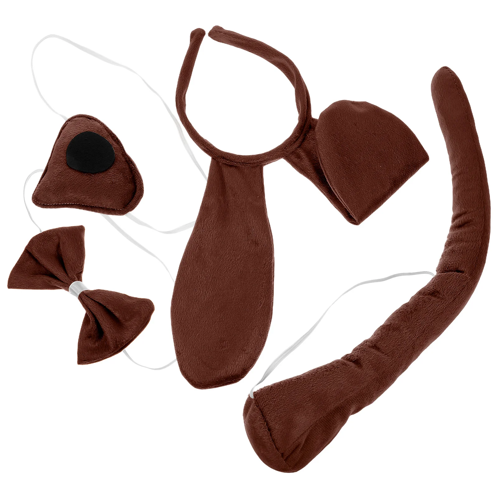 1 ensemble de costumes de chiot pour enfants, adorables oreilles de chien, bandeau, queue, nez, nœud papillon, déguisement de fête d'halloween, Costume de chiot Cosplay pour enfants