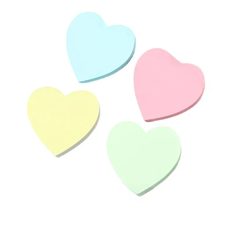 heart shaped notepad para funcionarios e estudantes sticky note writing pads solid color memo pad papelaria 100 folhas por pc 01