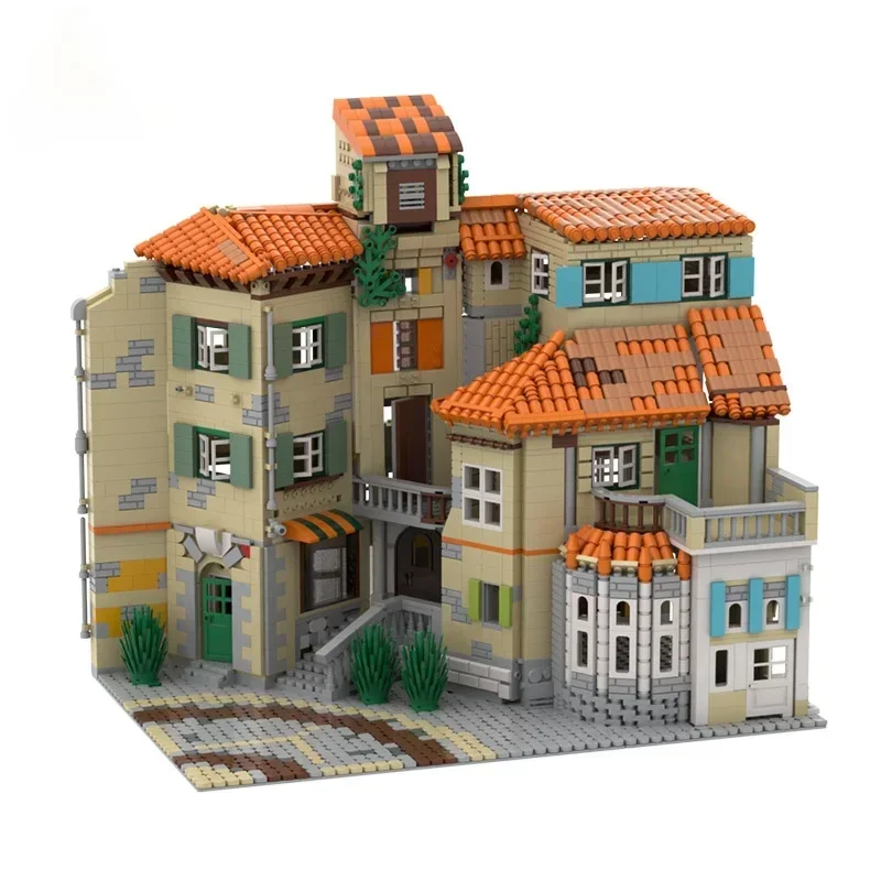 Italian Architecture Modular MOC Building Blocks Set Street View Apartment Residential House Brick Model Toys Kids Birthday Gift