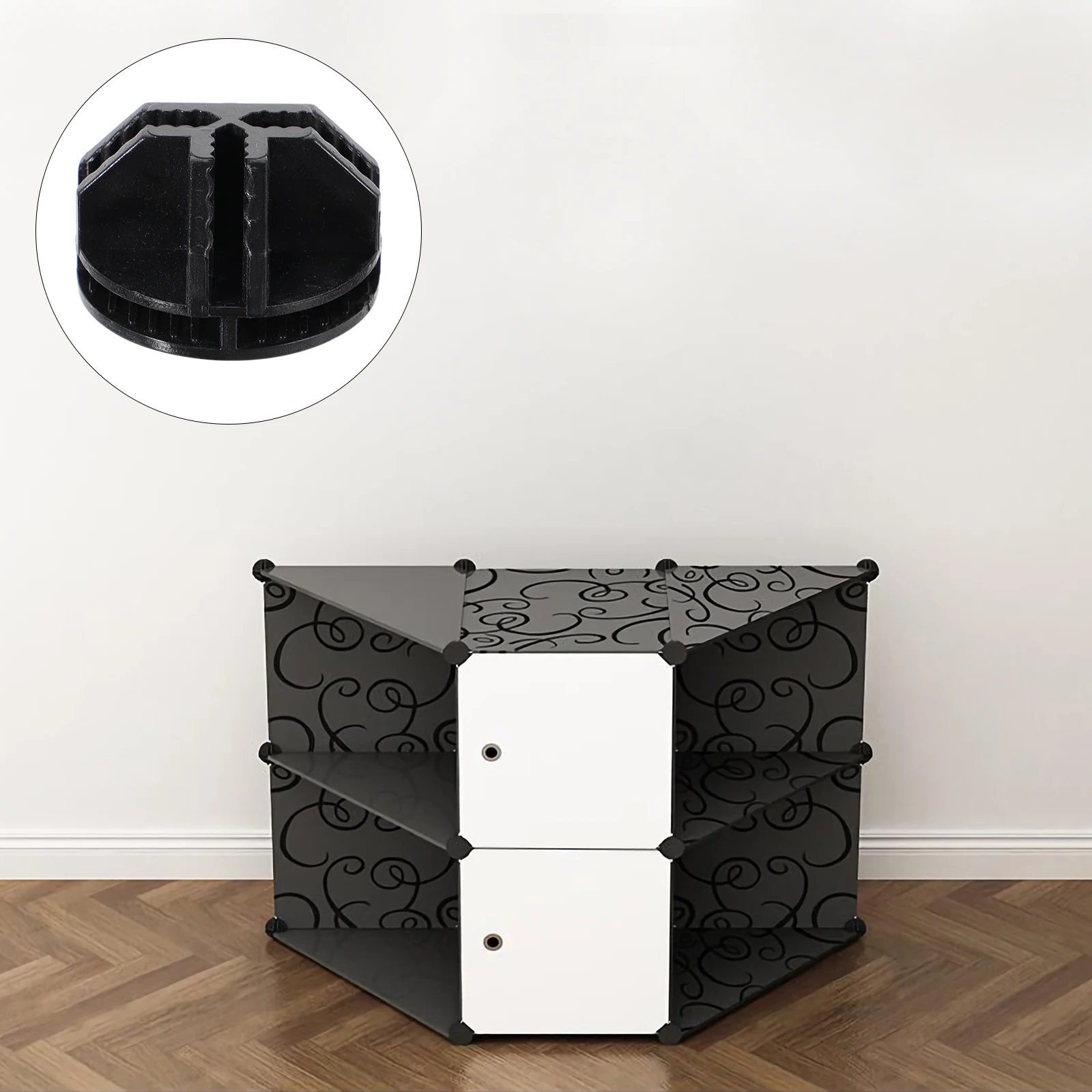 

20pcs Cabinet Connectors Black Half Circle ABS Cube Storage Shelves Modular ganizer Wire Connectors Interlocking Shoe Wardrobe