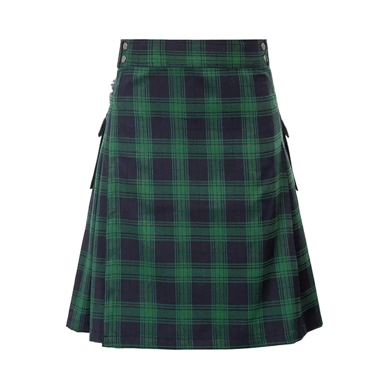 Men's Scottish Festive Skirt Men's Check Contrast Pleated Skirt