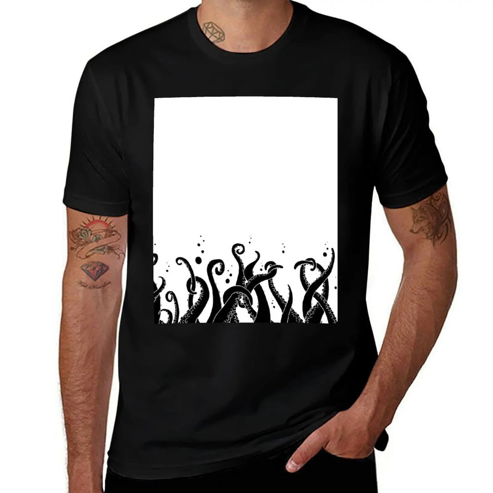 

Deep Tentacle Action (Black) T-Shirt man t shirt designer funny t shirts cotton anime t shirts oversize T-shirt
