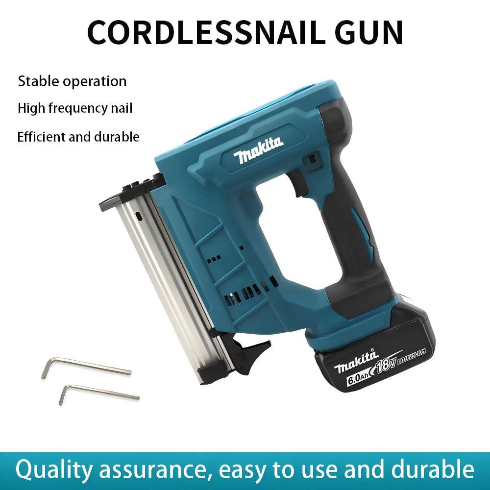 Makita 18V Battery Cordless Electric Nail Gun for Straight/N-shape Nails Pure Copper Motor Woodworking Universal Nailing Machine