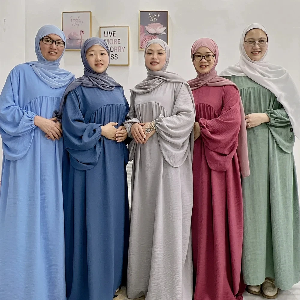 

2024 New Modest Abaya Muslim Women Prayer Garment Islam Clothing Maxi Dress Eid Ramadan Arabic Robe Kaftan Turkey Caftan Abayas