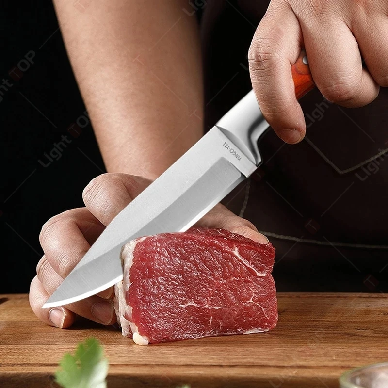 Stainless Steel Boning Knife Meat Cleaver Fruit Peeling Slicing Knife Meat Knife Roasted Whole Lamb Steak Knife with Knife Cover