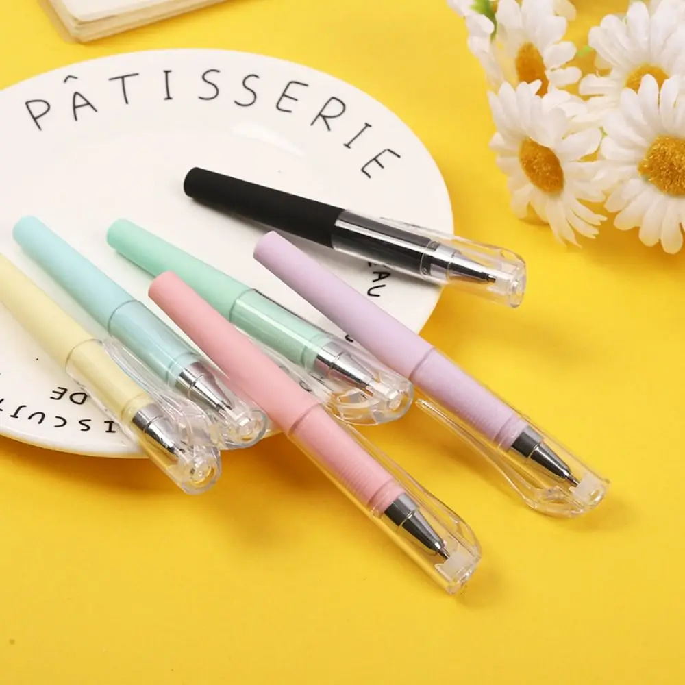 4pcs High-grade Pocket Neutral Pen Plastic Signature Pen Simple Stationery Portable Student Daily Writing Morandi Ballpoint Pen