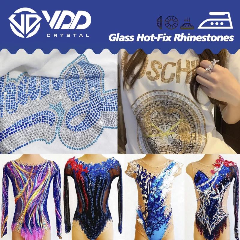 VDD Multi-color ACME+Series Top Quality Glass Hot-Fix Rhinestones Crystal AB Flatback Glitter Strass Stones For Fabric Garment