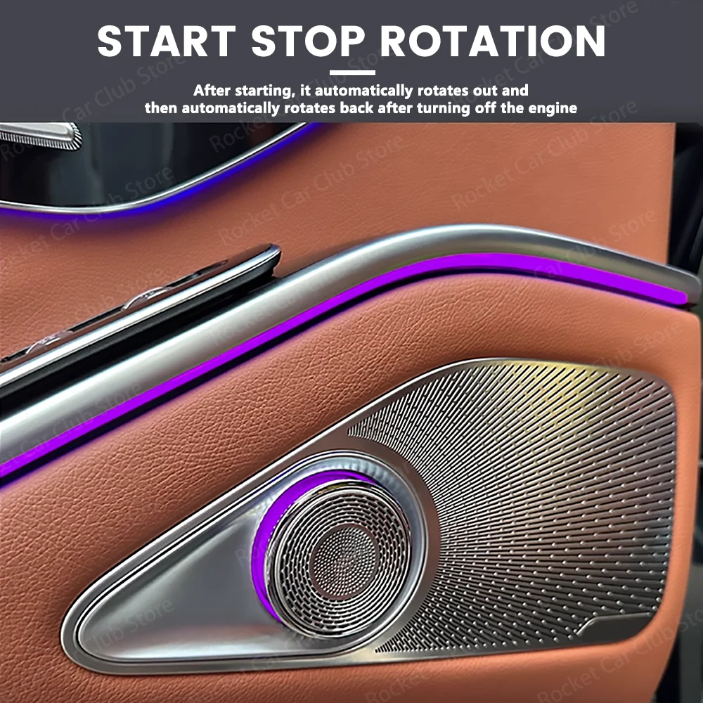 For Mercedes Benz S classW223 S450L Speaker 2021 64 Color Rear Door Rotating Speaker Cover Ambient Light Lnterior Modification