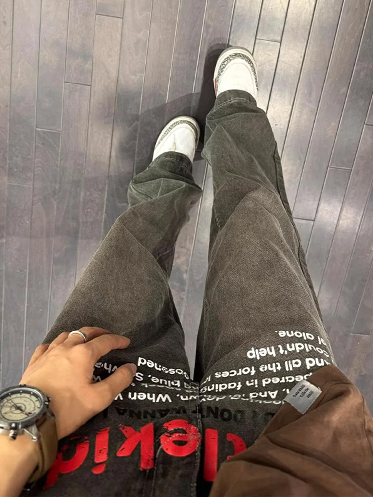 

Мужские джинсы прямого кроя American High Street Vibe, модные, стильные, износостойкие, из смеси хлопка и полиэстера