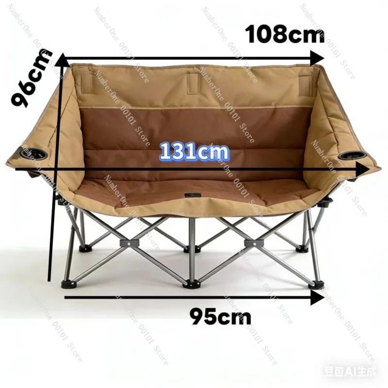 Portable Outdoor Folding Double Camping Chair Padded 2 Person Seat Portable Picnic Fishing Chair with Backrest Armrests Beach - view 4