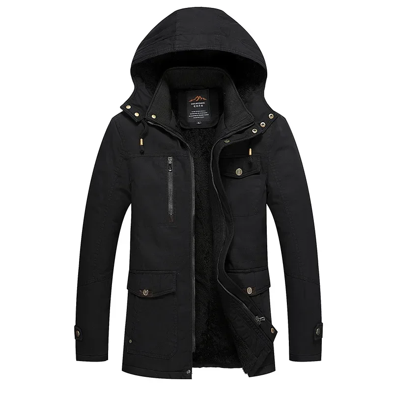

Winter Thick Oversized Mid to Long Warm Hooded Cotton Jacket for Middle-aged and Elderly People