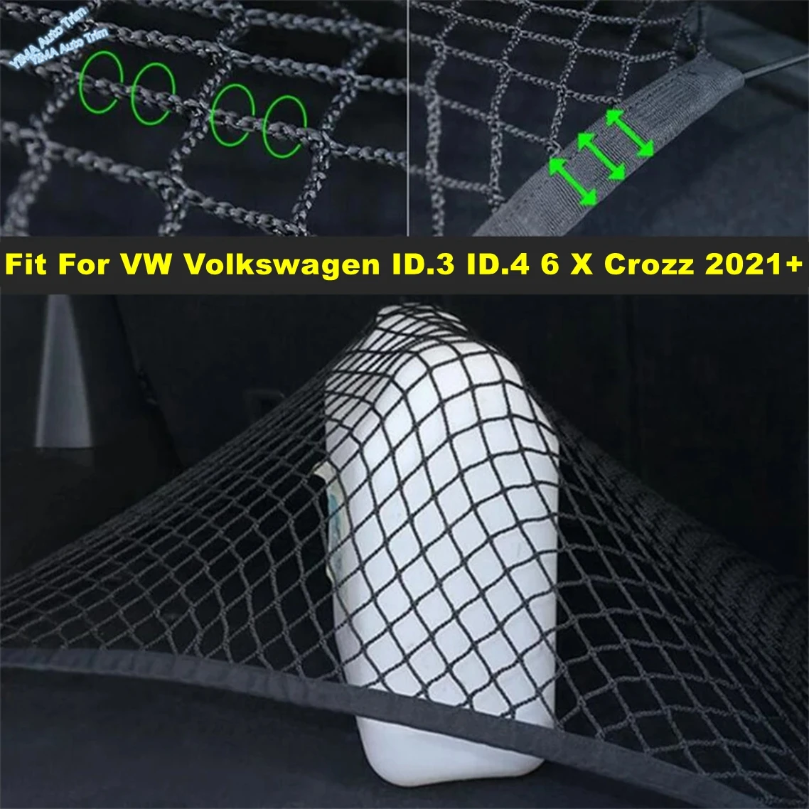 Rear Cargo Trunk Storage Organizer Luggage Net Elastic Mesh Holder Accessories For VW Volkswagen ID.3 ID.4 6 X Crozz 2021 - 2024