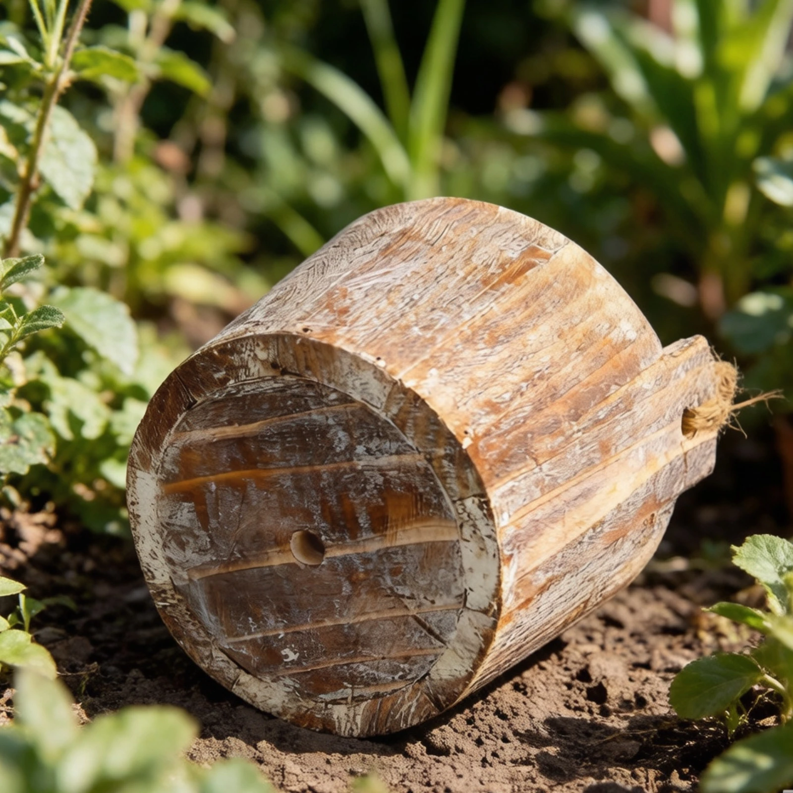 Hanging Wooden Container Planter Rope Handle Wooden Planter Container Plant Pot Distressed Finish Garden Decor Cylindrical