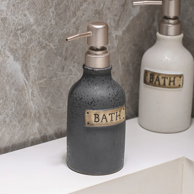 400ml Vintage Ceramics Soap Dispenser Bottle Bathroom Accessories Press Refillable Shampoo Body Lotion Hand Soap Bottle