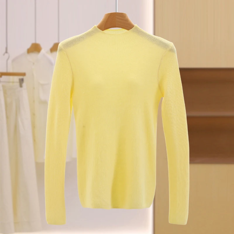 

Женский трикотаж приталенного кроя Yao с полувысоким воротником, базовый слой, микролегкий, универсальный, длинный свеч, смесь полиэстера, цвет