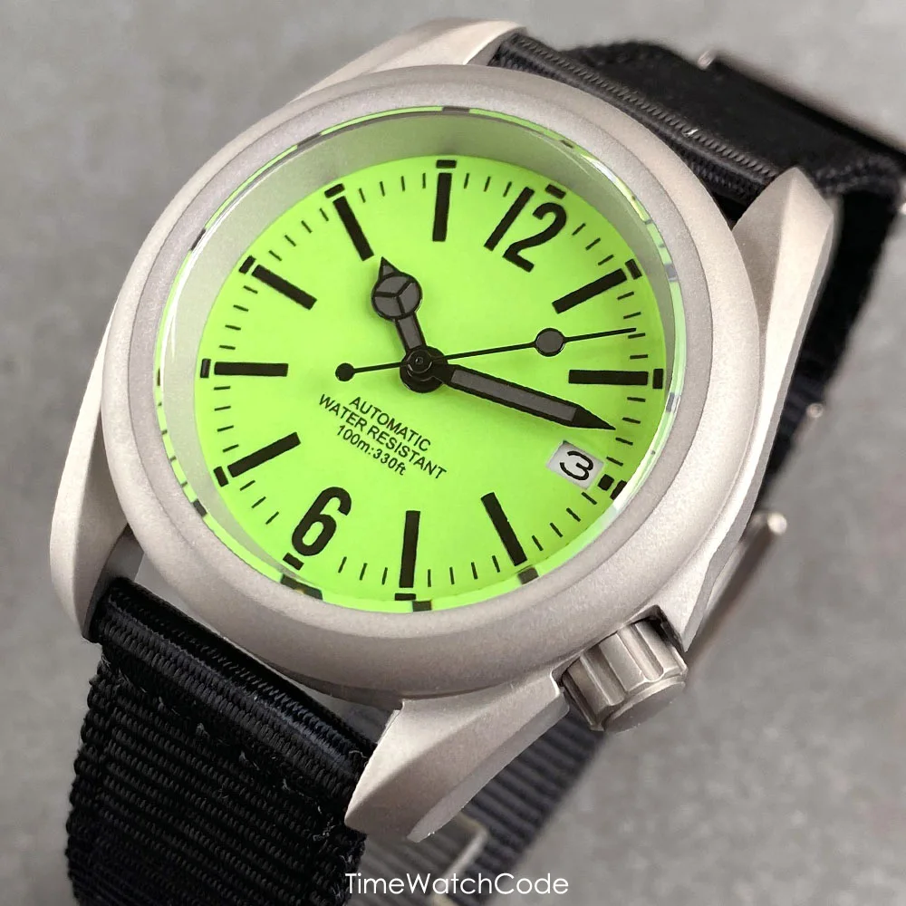 Tandorio NH35 Movement Automatic Watch for Men Full Lume Dial Dive 20BAR Waterproof Sandblasted Sapphire 3.8 Crown Brushed 40mm